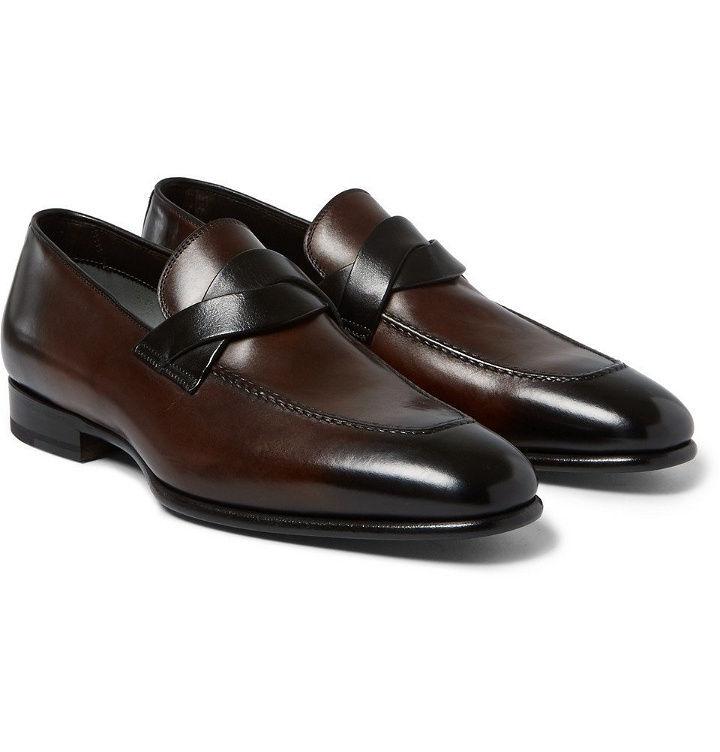Photo: TOM FORD - Burnished-Leather Penny Loafers - Brown