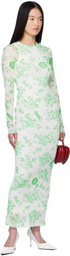 Moschino Jeans Green & White Floral Print Mesh Maxi Dress