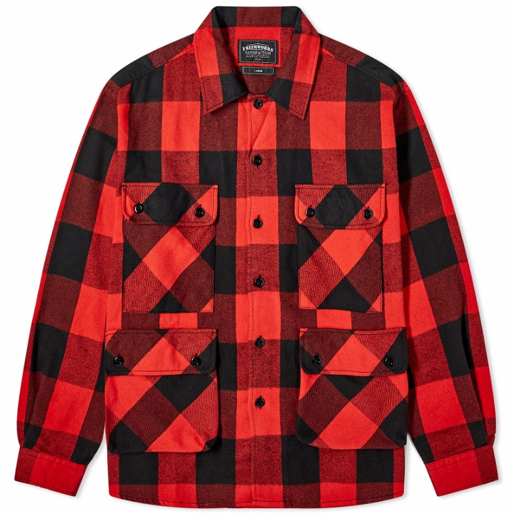 Photo: FrizmWORKS Men's Buffalo Check Shirt Jacket in Red