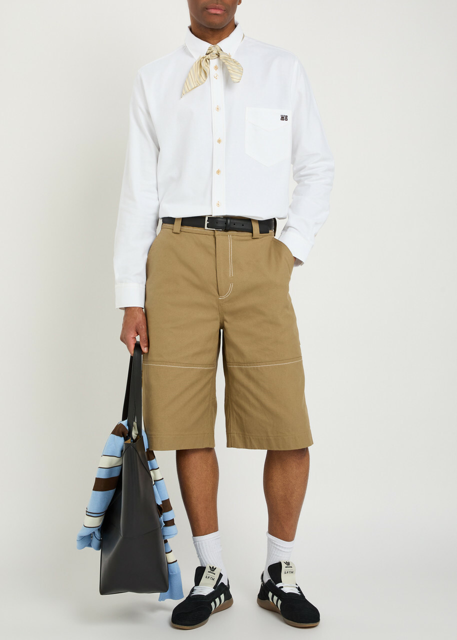Wales Bonner Isaac Logo-embroidered Piqué Cotton Oxford Shirt White