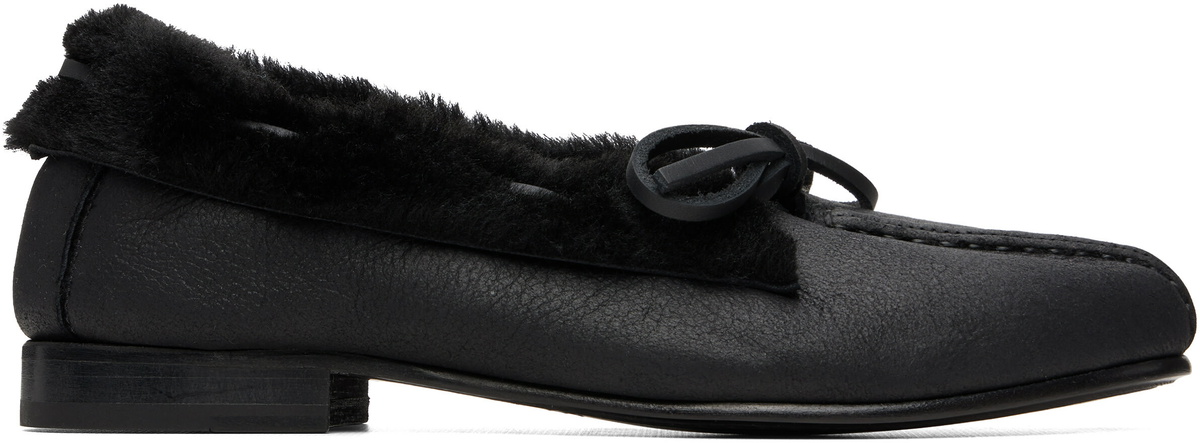 HEREU Black Tilla Shearling Loafers