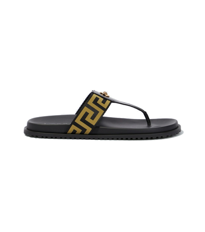 Photo: Versace - Greca leather-trimmed sandals
