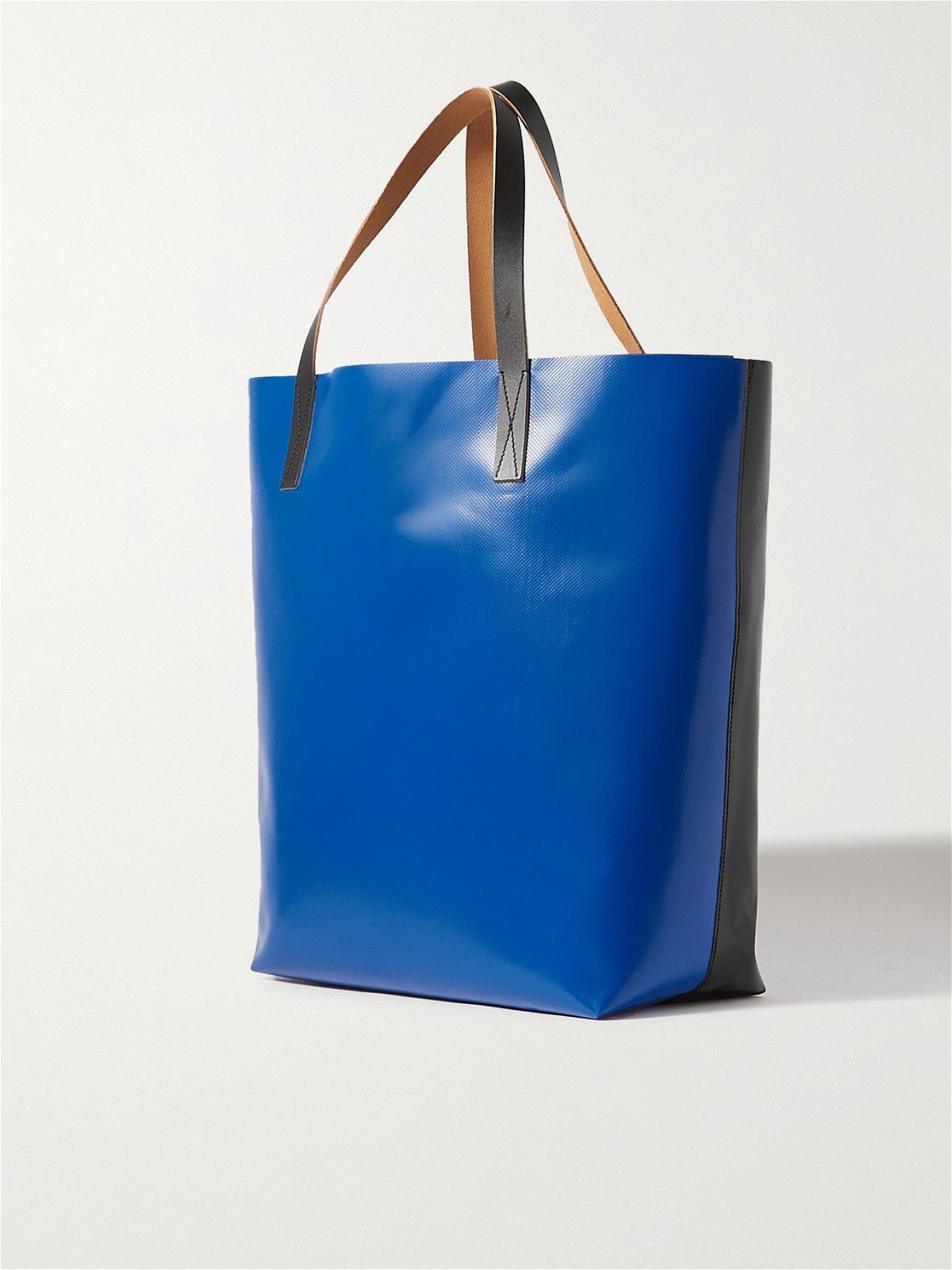 MARNI - North/South Leather-Trimmed Colour-Block Coated-Canvas Tote Bag ...