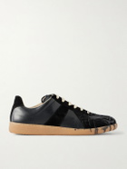 Maison Margiela - Replica Paint-Splattered Leather Sneakers - Black