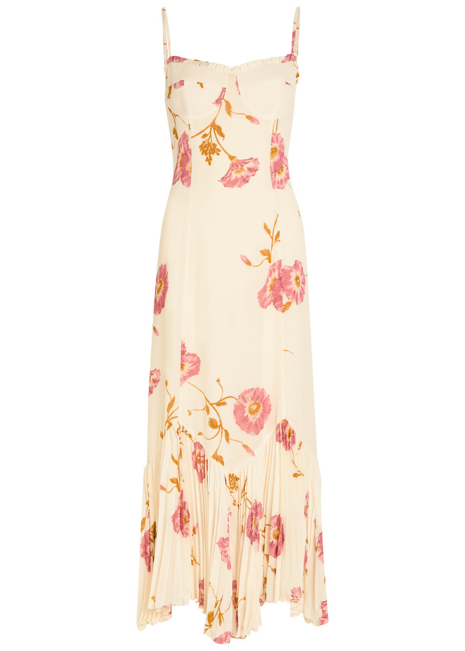 Reformation Aiko Floral-print Chiffon Midi Dress Multicoloured