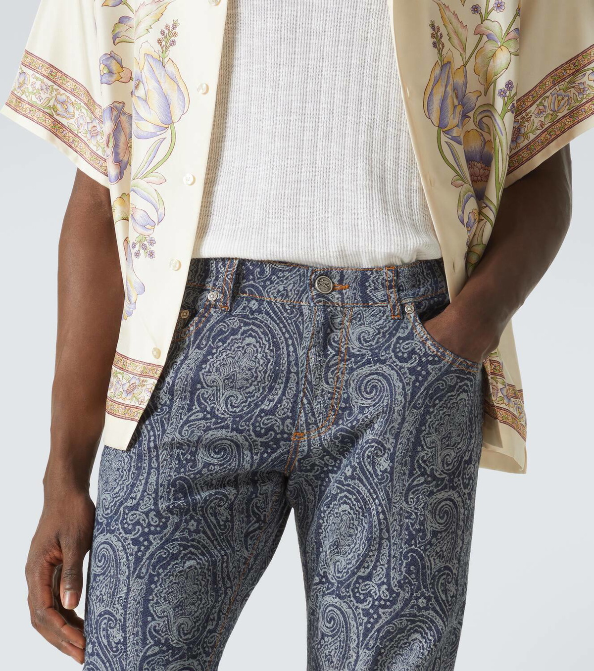 Etro Paisley jacquard slim jeans