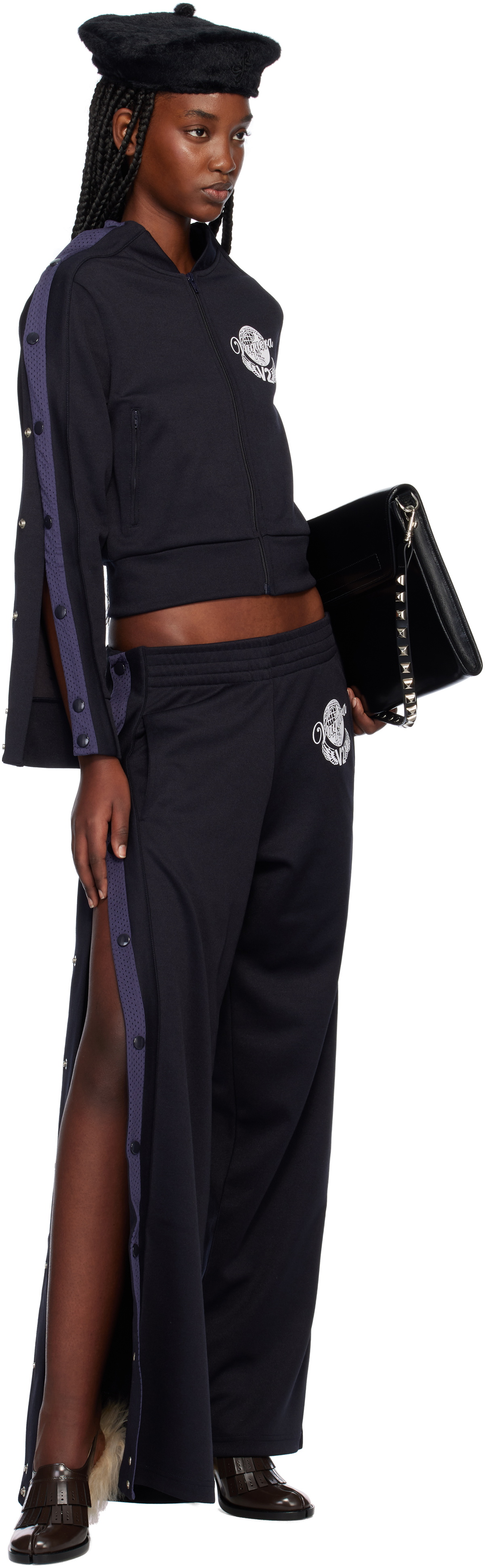 VAQUERA Navy Snap Track Pants