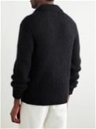 TOM FORD - Shawl-Collar Ribbed Wool, Silk and Mohair-Blend Cardigan - Black