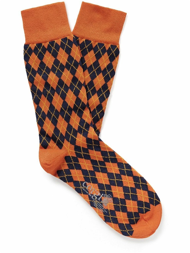 Photo: Kingsman - Argylle Cotton and Nylon-Blend Socks - Orange