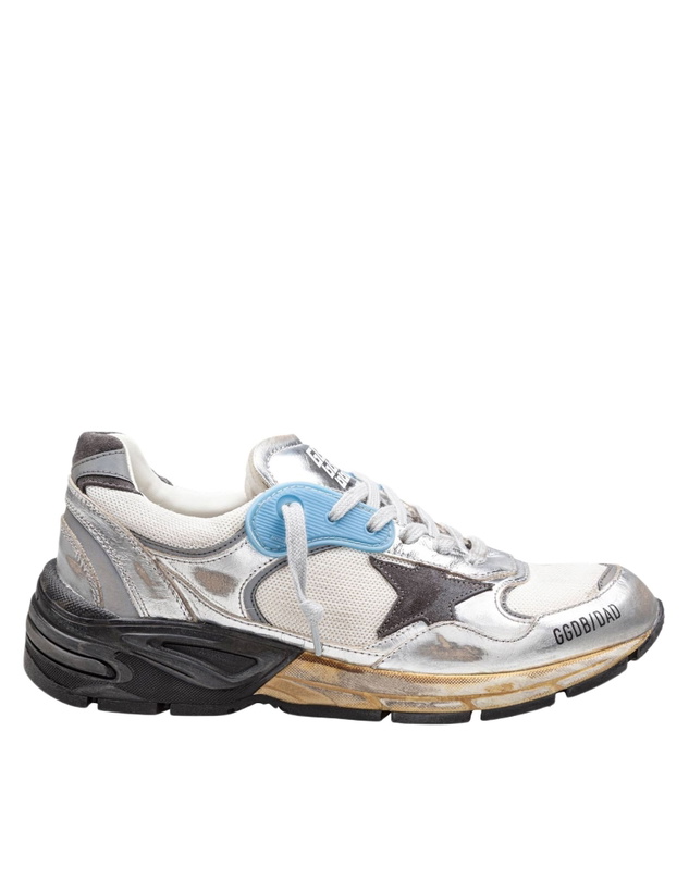 Photo: Golden Goose Dad-star Sneakers In Mesh And Laminated Leather Color Grey And Blackrunning