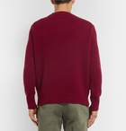 Moncler - Intarsia Wool-Blend Sweater - Men - Burgundy