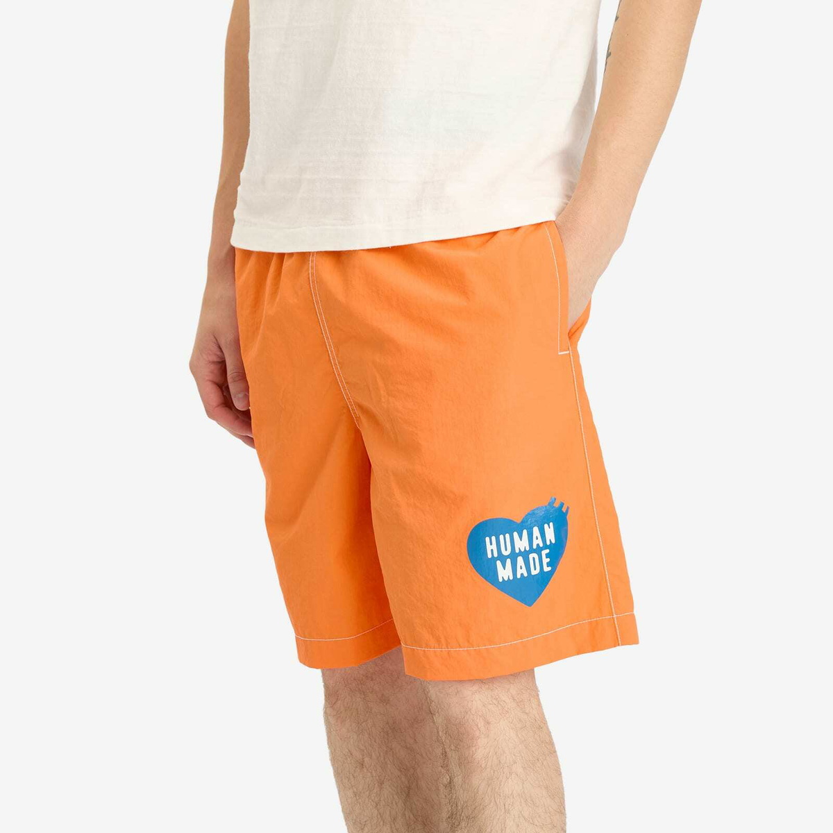 Human Made Men's Heart Swim Shorts in Orange