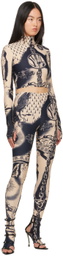 Jean Paul Gaultier Beige Graphic Leggings