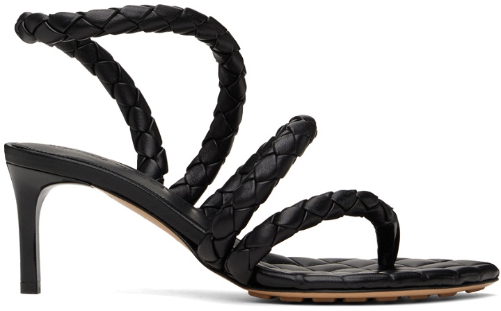 Photo: Bottega Veneta Black Leaf Heeled Sandals