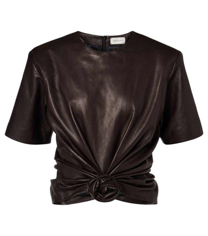 Photo: Magda Butrym Knot-detail leather T-shirt