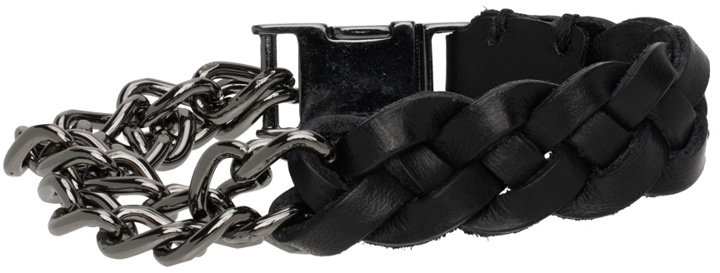 Photo: Hugo Black & Gunmetal Leather Bracelet