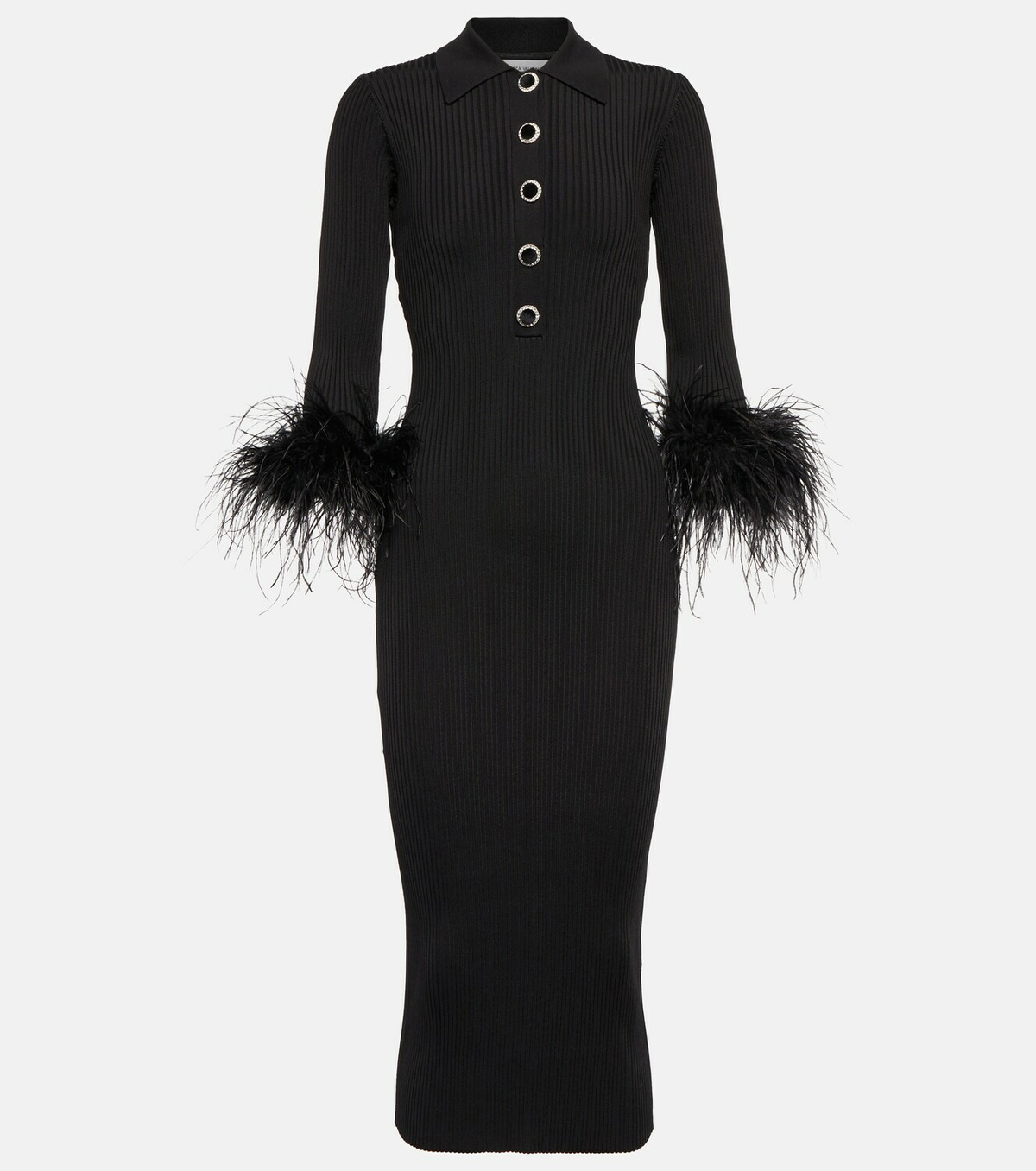 Rebecca Vallance Soraya feather-trimmed knit dress Rebecca Vallance