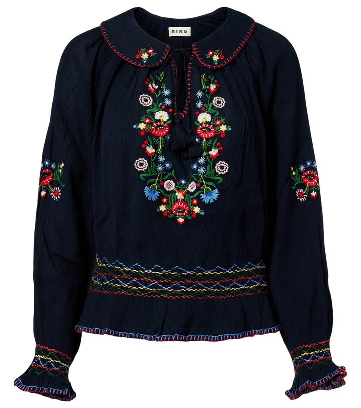 Photo: Rixo Sofira embroidered cotton top
