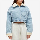 Good American Women's Uniform Crop Zip Denim & Jacket in Blue