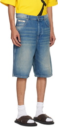 Moschino Blue Logo Denim Shorts