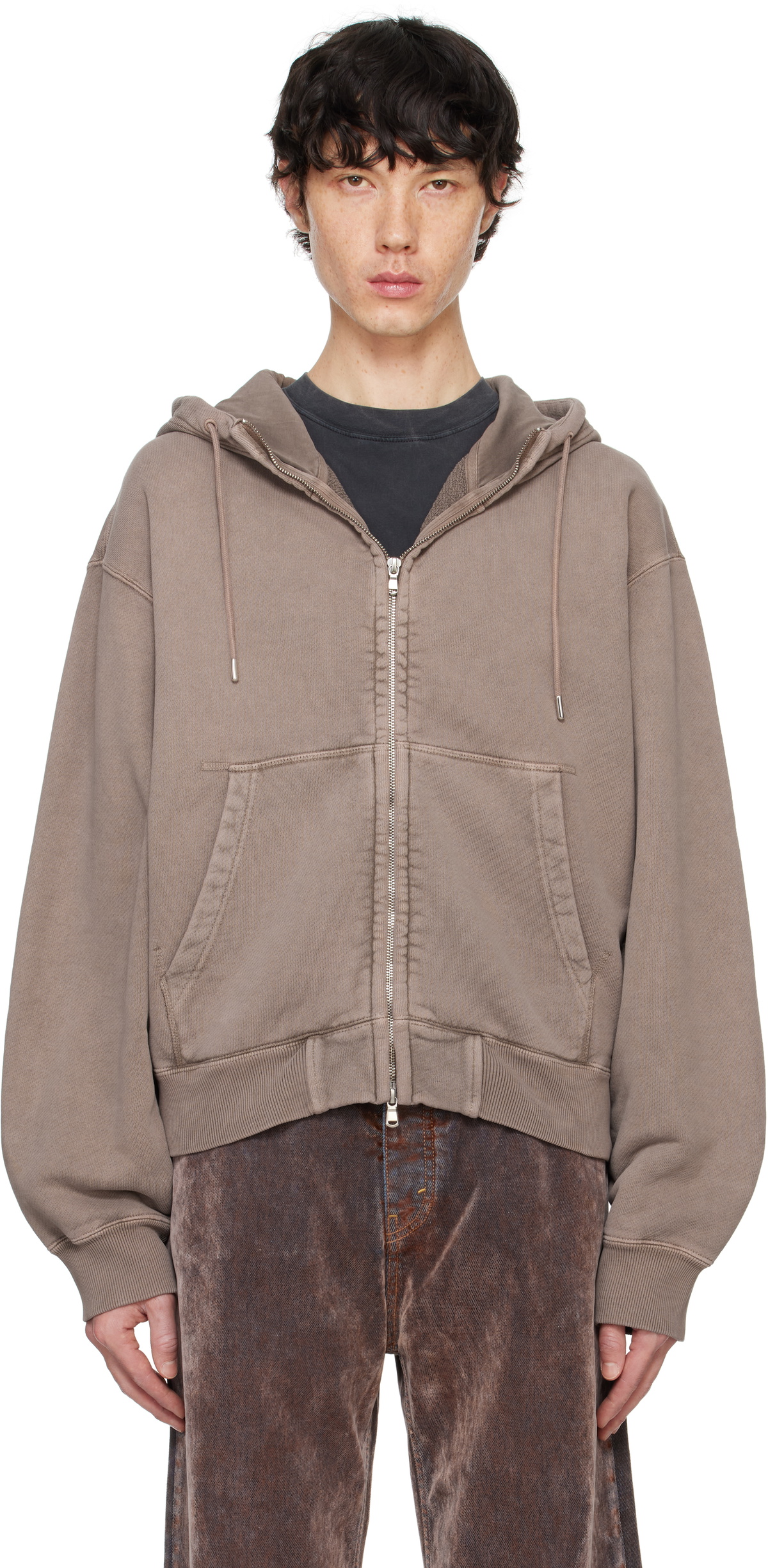 HOPE Brown Bubble Zip Hoodie