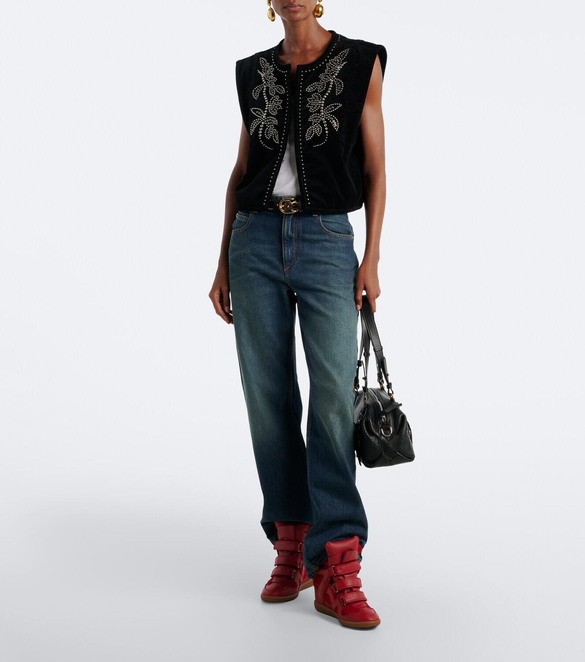 Isabel Marant Beckett leather and suede wedge sneakers