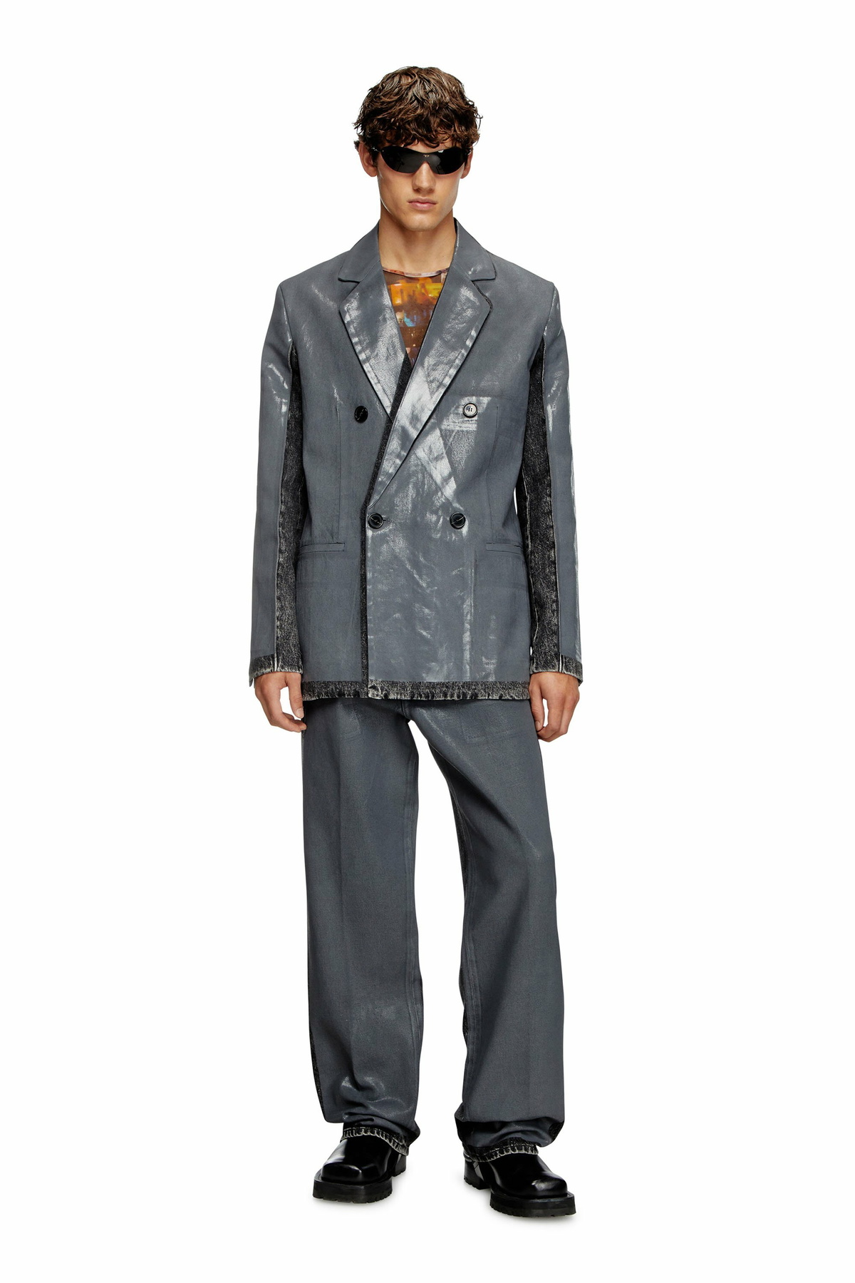 Diesel Denim blazer with half coating - Denim Jackets Mens in 