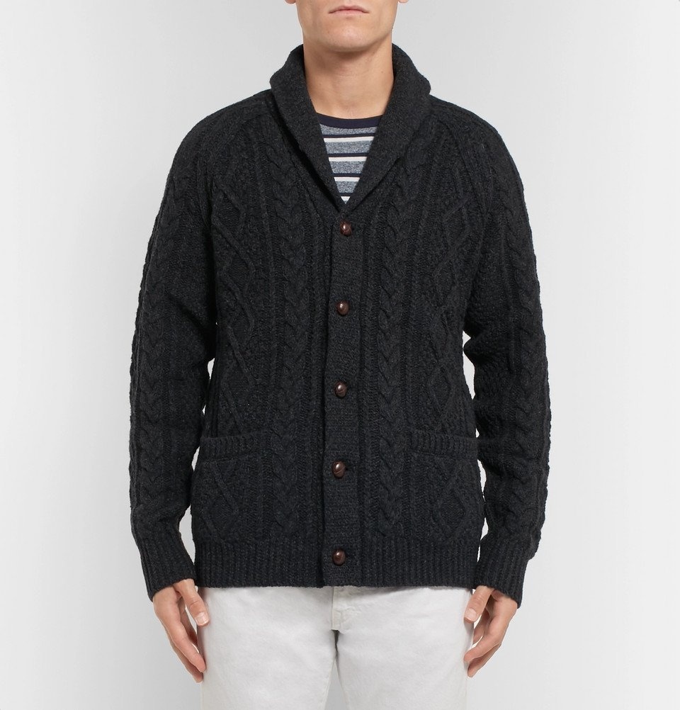 Polo Ralph Lauren - Shawl-Collar Cable-Knit Wool and Cashmere-Blend ...