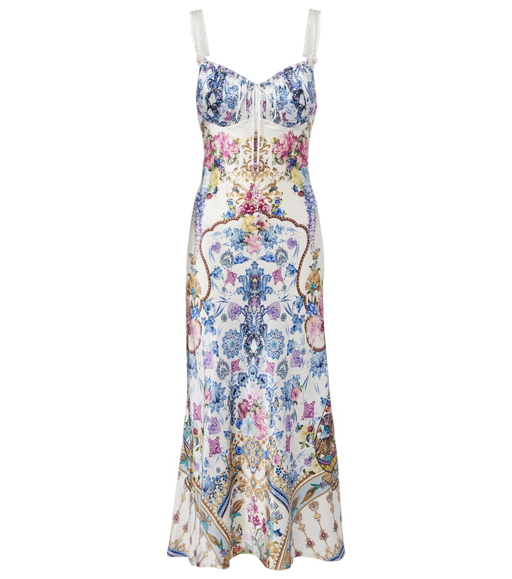 Photo: Camilla Embellished printed silk satin midi dress