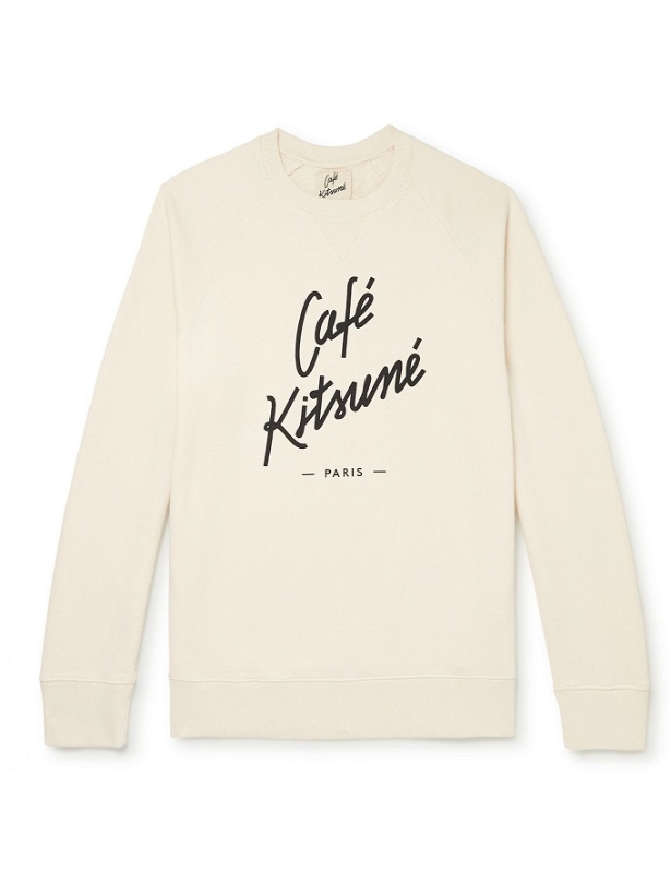 Photo: Café Kitsuné - Logo-Print Cotton-Jersey Sweatshirt - Neutrals