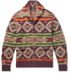 Polo Ralph Lauren - Shawl-Collar Suede-Trimmed Fair Isle Knitted Cardigan - Men - Multi