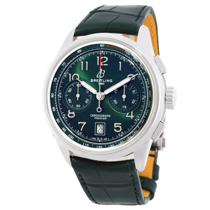 Photo: Breitling Premier B01 Chronograph Automatic Green Dial Mens Watch AB0145371L1P2