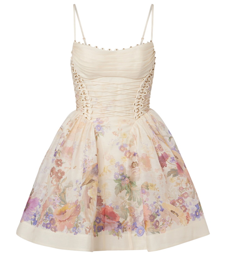 knee length dresses for ladies Matchmaker Buttoned Mini Dress ZIMMERMANN Bianco main image 0