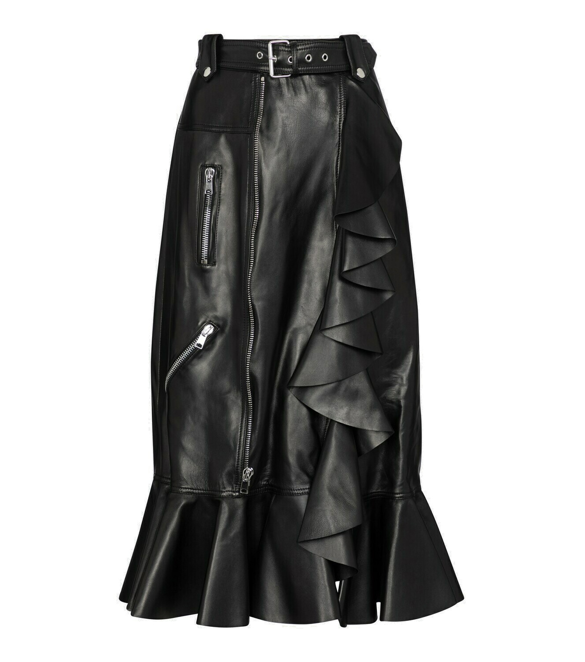 Alexander McQueen High-rise leather midi skirt Alexander McQueen