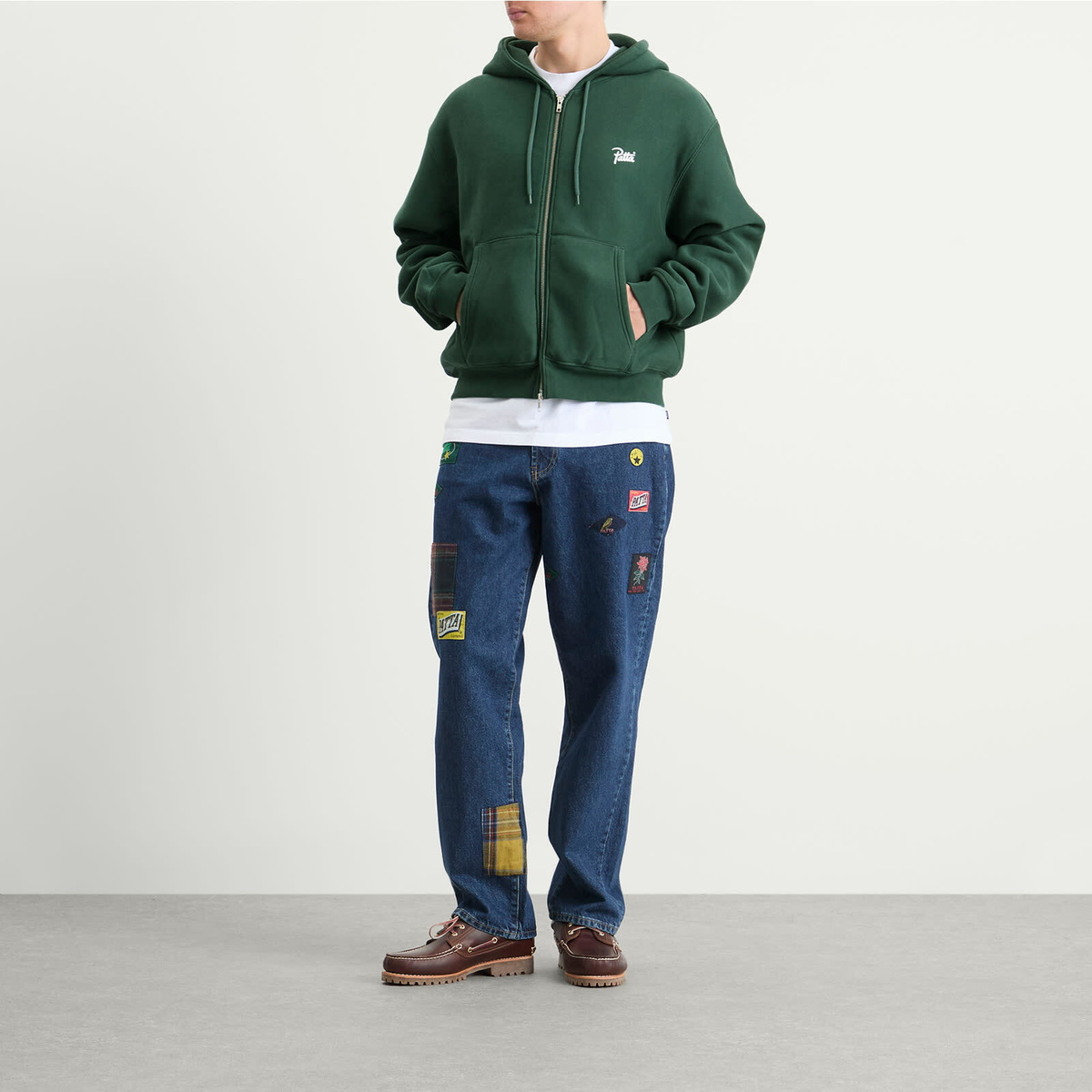 Patta Men's Classic Zip Hoodie in Green
