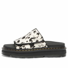 Dr. Martens Women's ZebZag Slide in Cream/Black Dalmatian Print Hair On