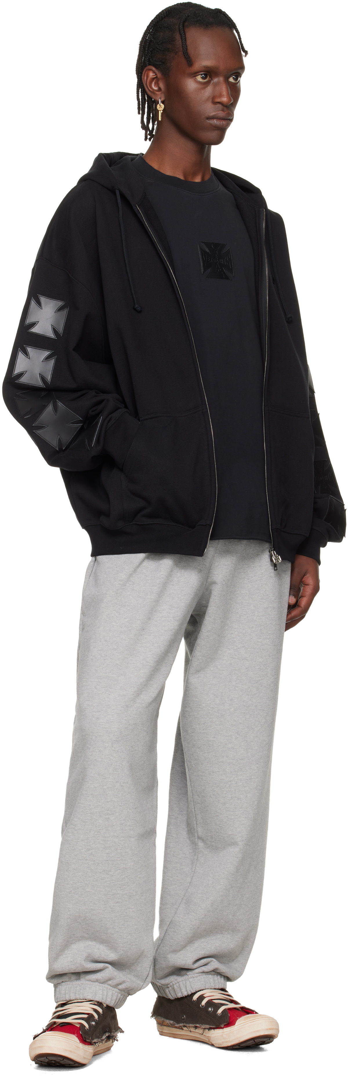 VETEMENTS Gray Biker Cross Logo Sweatpants
