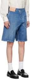 JW Anderson Blue Twisted Workwear Denim Shorts