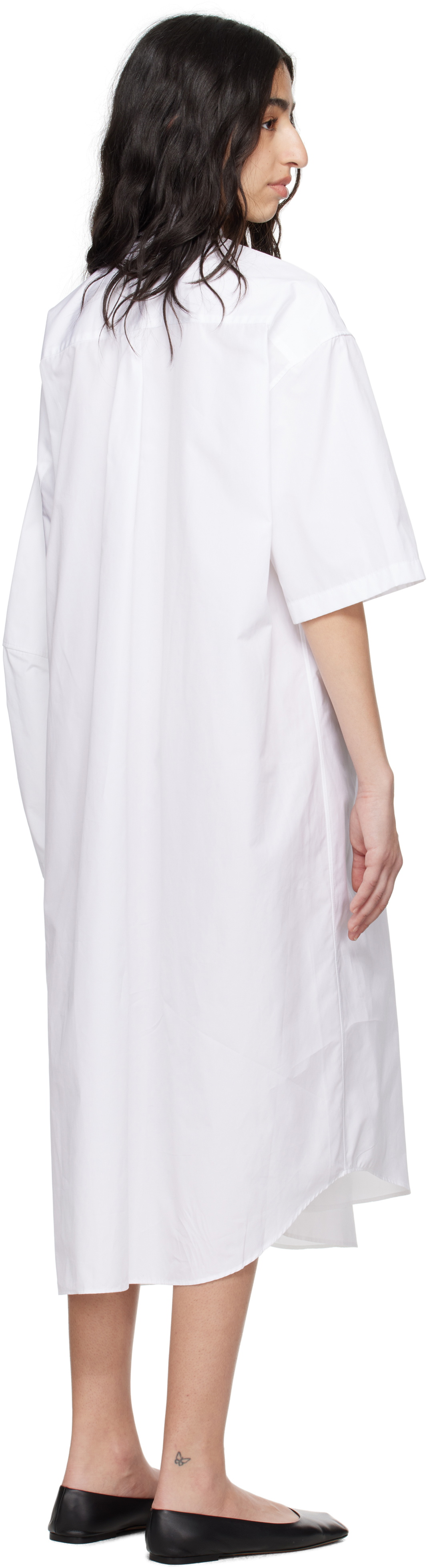 ALAINPAUL White Extended Shirt Maxi Dress