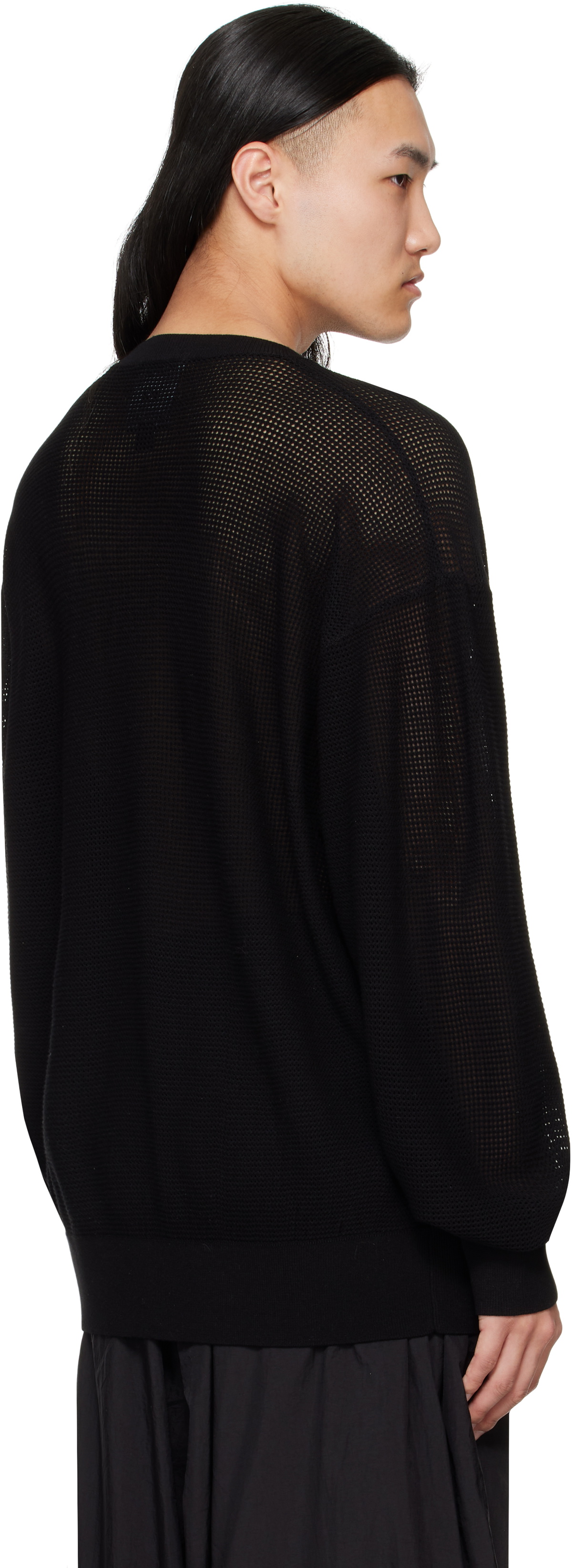 Y-3 Black Graphic Knit Crew Sweater