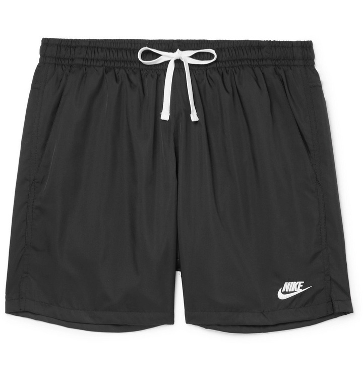 Photo: Nike - Flow Wide-Leg Logo-Embroidered Shell Drawstring Shorts - Black