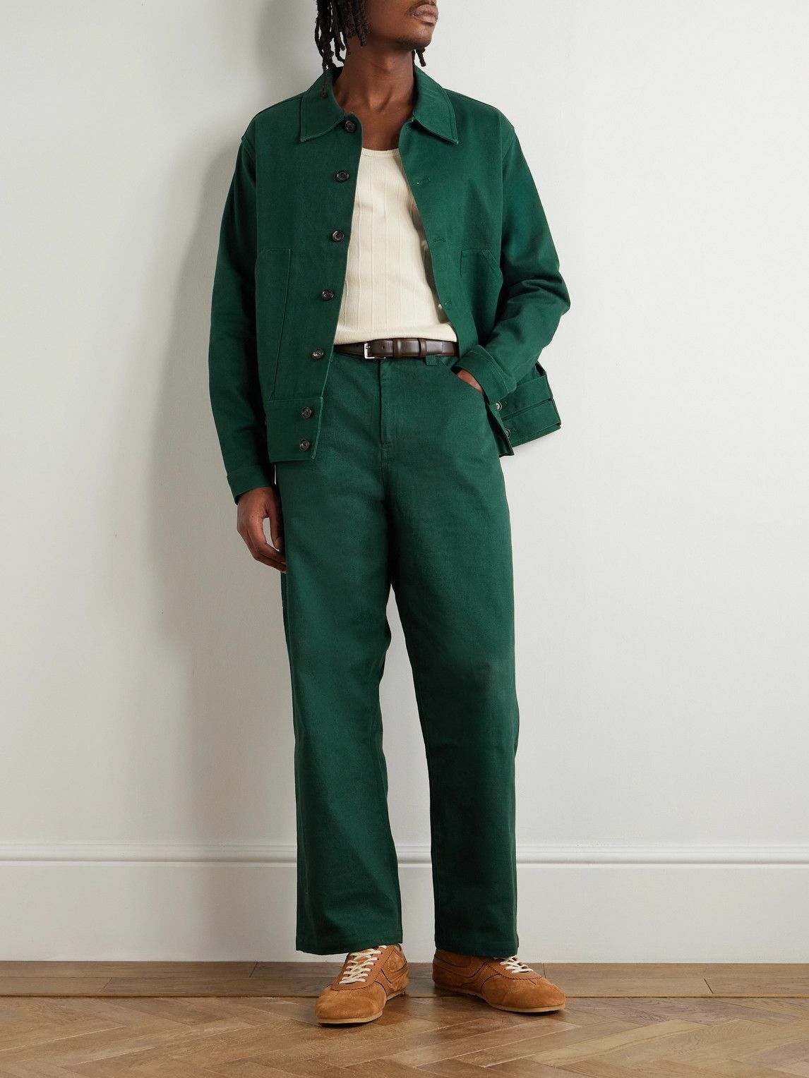 BODE - Knolly Brook Straight-Leg Cotton-Twill Trousers - Green