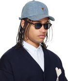 AMI Paris Blue Denim Ami de Coeur Embroidery Cap