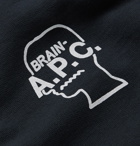 A.P.C. - Brain Dead Panelled Logo-Print Loopback Cotton-Jersey Sweatshirt - Blue