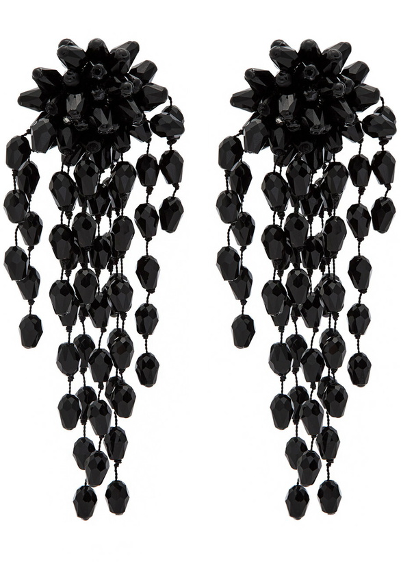 Photo: Isabel Marant Hanabi Beaded Clip-on Drop Earrings - Black - One Size
