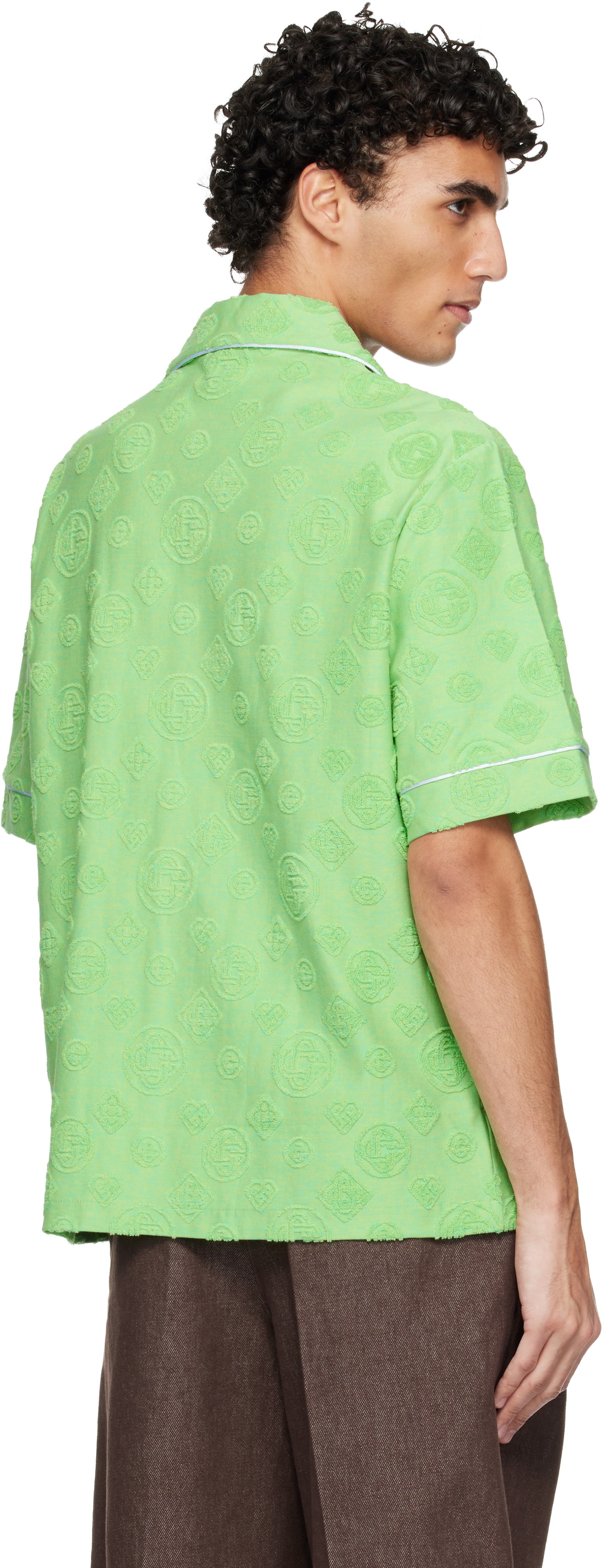 Casablanca Green Towelling Monogram Short Sleeve Shirt