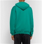 Balenciaga - Embroidered Fleece-Back Cotton-Jersey Hoodie - Green