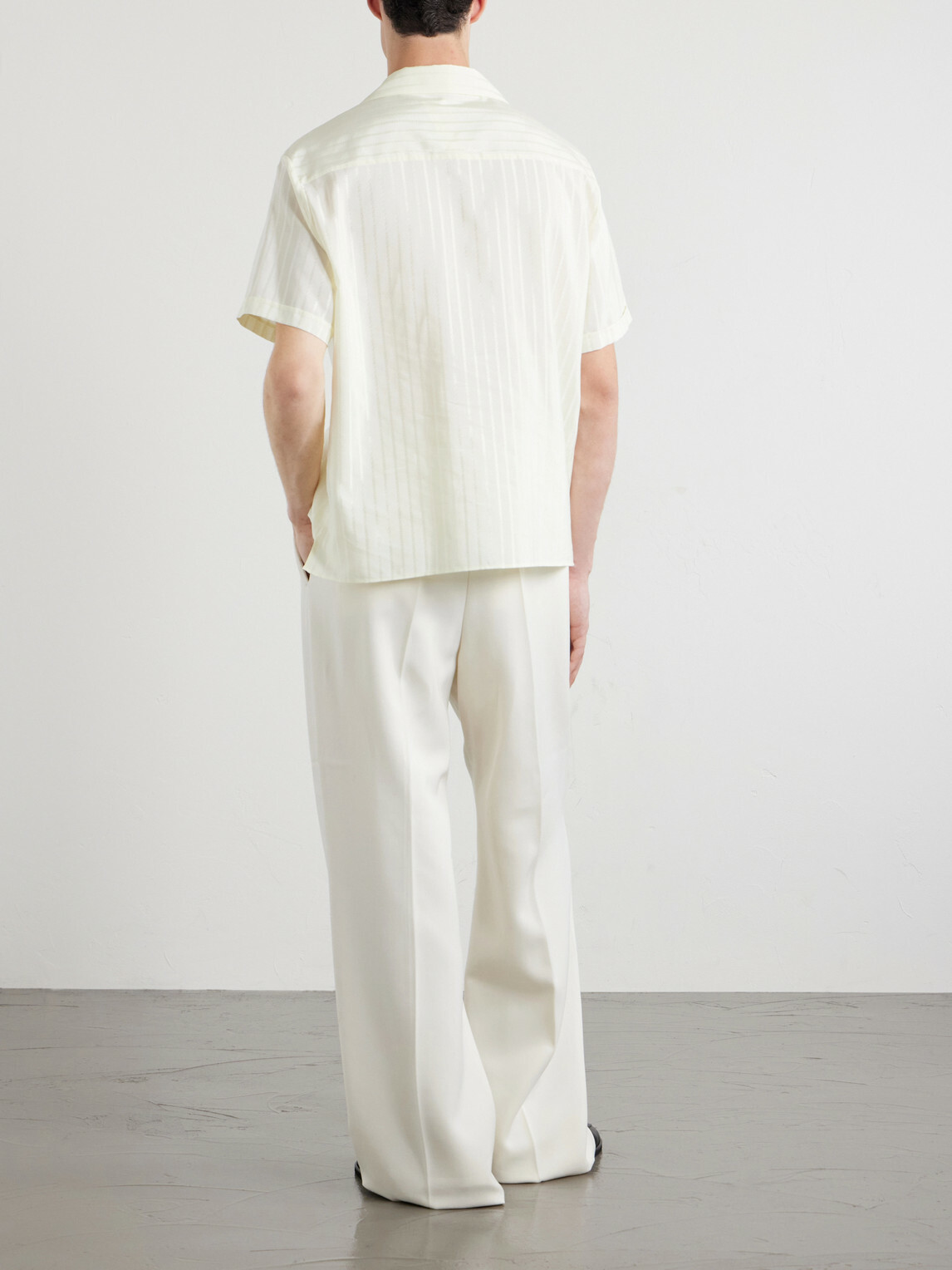 Versace - Striped Cotton and Silk-Blend Jacquard Shirt - White