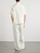 Versace - Striped Cotton and Silk-Blend Jacquard Shirt - White
