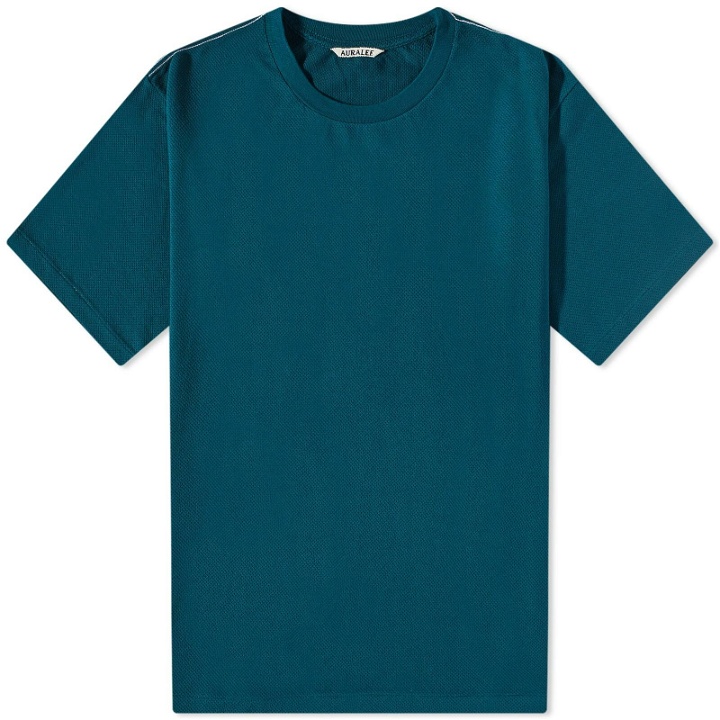 Photo: Auralee Men's Cotton Mesh T-Shirt in Dark Green